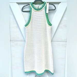 NWT House Of Harlow White Cotton Blend Fitted Knit Dress Size Medium